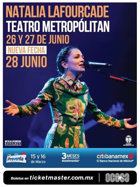 Flyer natalia lafourcade en el metropolitan