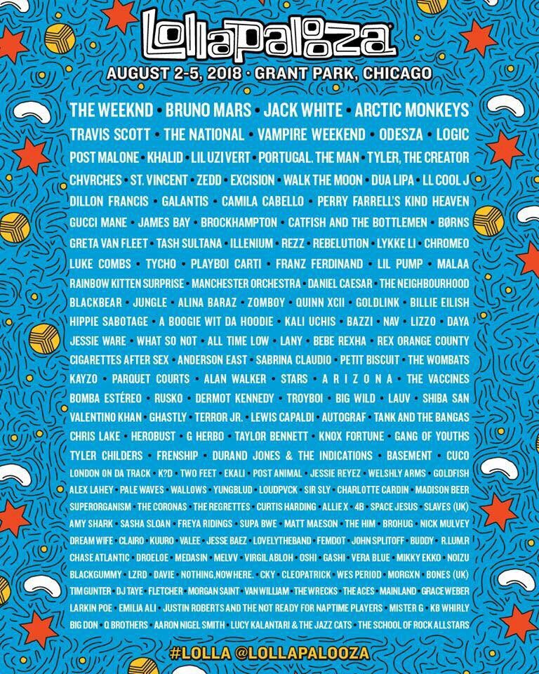 flyer lollapalooza 2018 chicago