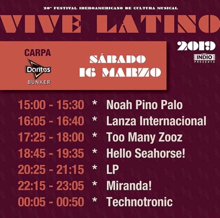 Horarios Vive Latino 2019