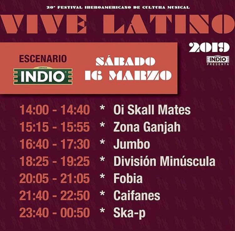 Horarios Vive Latino 2019