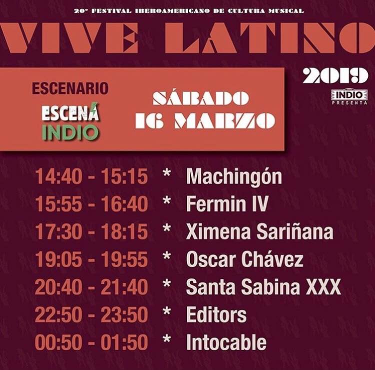 Horarios Vive Latino 2019