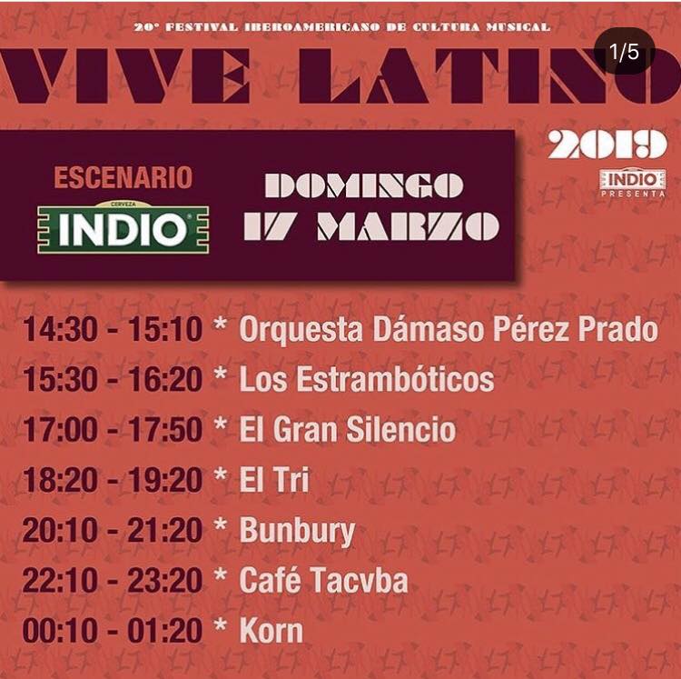 Horarios Vive Latino 2019